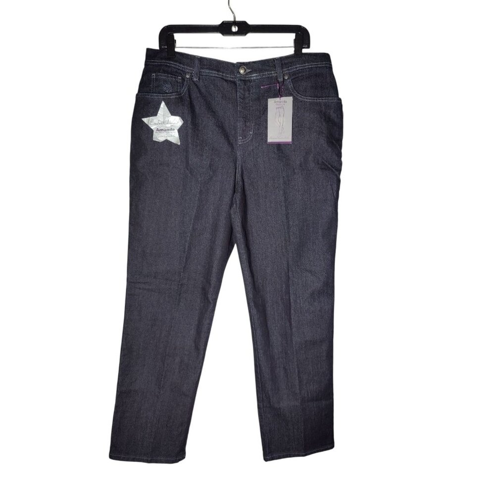 Gloria Vanderbilt Amanda Slimming Dark Wash Embroidered Dark Wash Flap Pocket 16
